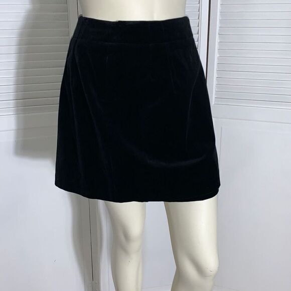 Ruff Hewn Black Velvet Mini A Line Wrap Skirt Size 12 - Picture 2 of 13